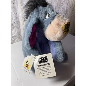 Disney Store Classic Winnie The Pooh TALKING Eeyore Donkey Plush NEW & with tags